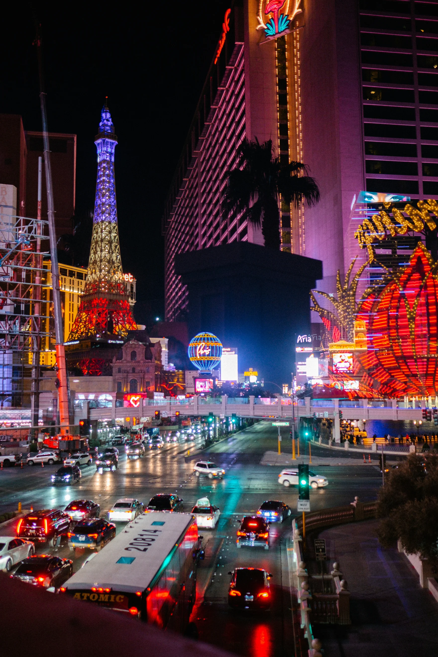 Verlichte strip van Las Vegas bij nacht