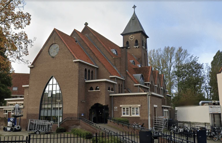 Brick church building converted into the Korte Akkeren health center in Gouda