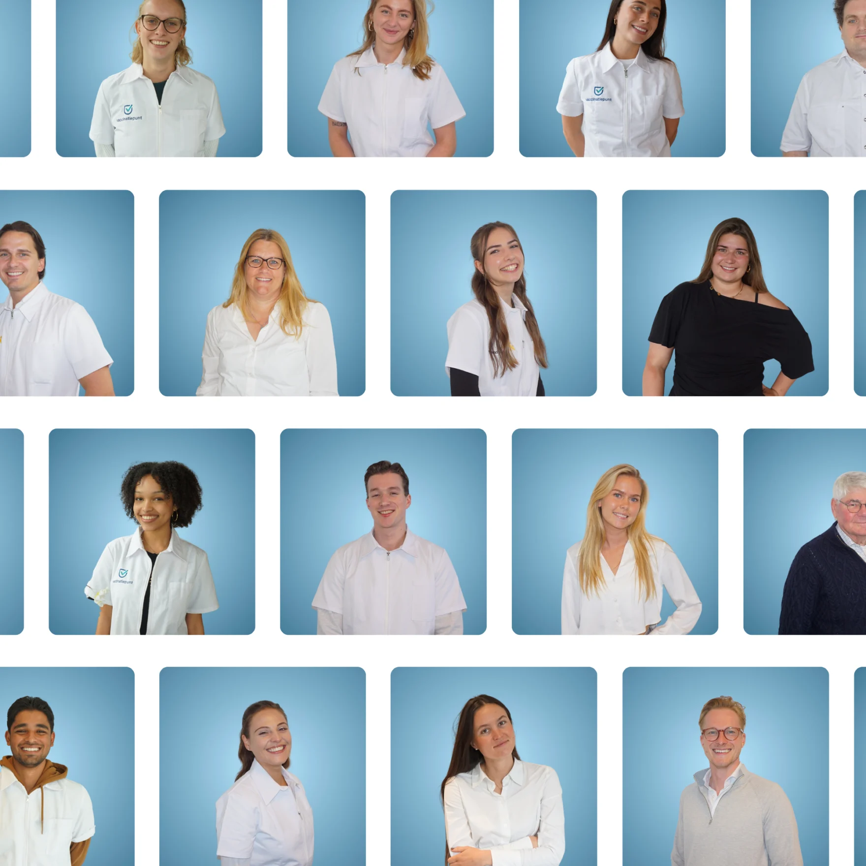 Portretten van de medewerkers van Vaccinatiepunt